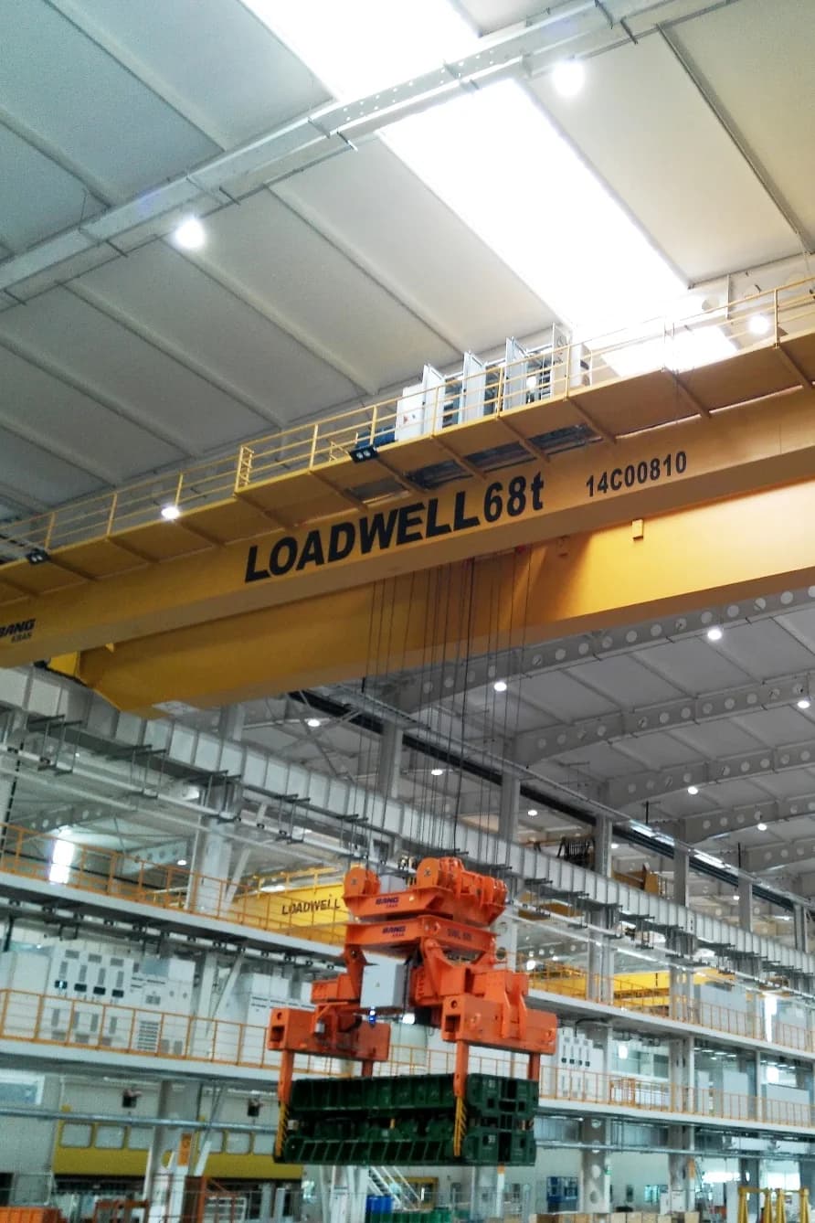 Loadwell Crane Factory - 68t Overhead Crane in Operation